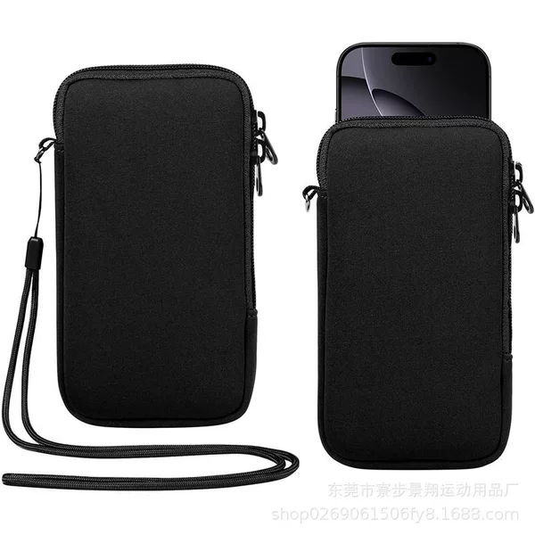 7.2inch Neoprene Mobile Phone Bag Outdoor Crossbody Lanyard Storage Bag Running Anti-Fall Diving Material Mobile Phone Pouch