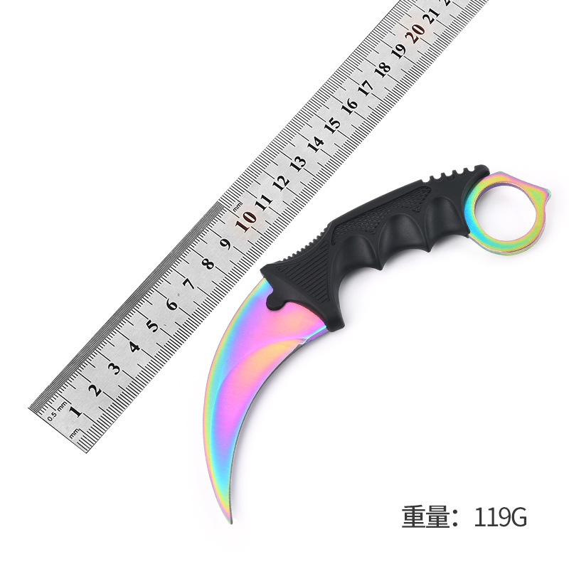 彩钛爪刀弯刀折叠刀高硬度户外防身爪子刀 迷你户外刀具