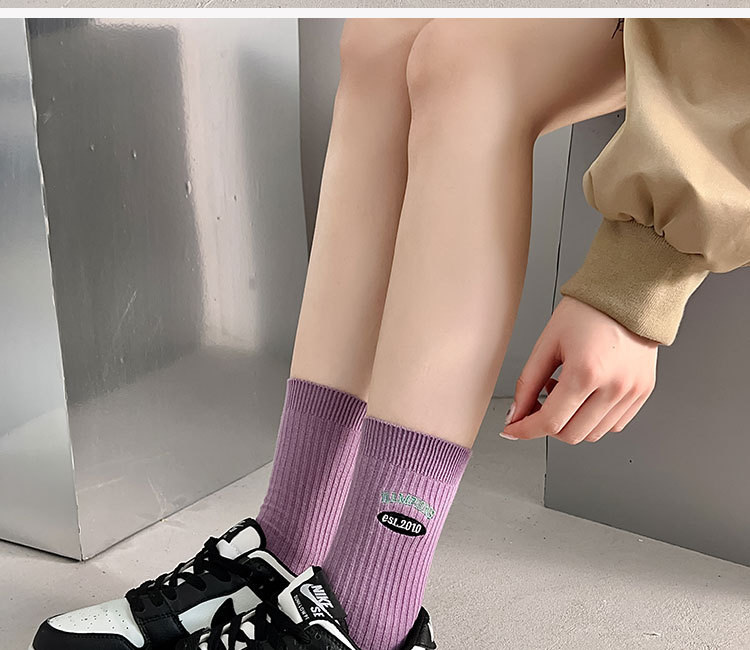 57g Weight Socks Classification Socks Lingerie Type Cotton Fabric Type A Pair Quantity Daily, Shopping Occasion Color Block Pattern All Seasons Season Women's Gender Sweet Style Women's Lady Sweet Color Block Cotton Crew Socks A Pair 10