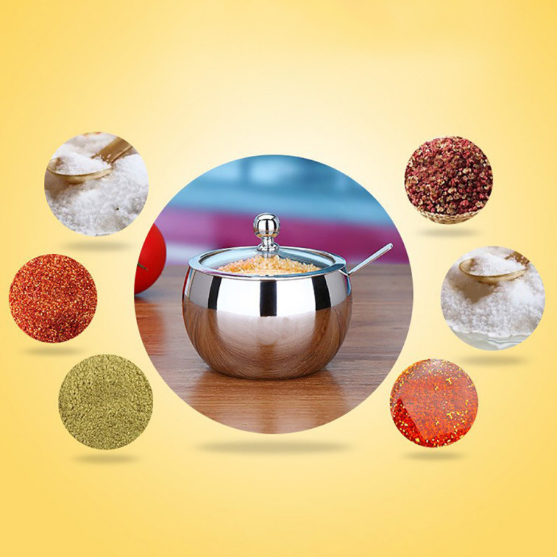 防尘可视不锈钢调味罐香料调味瓶调味盒佐料瓶玻璃家用厨房调料盒
