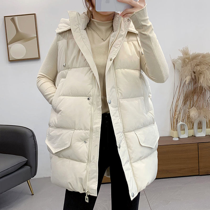 Chaleco de algodón para mujer otoño e invierno nuevo desgaste exterior de media longitud estudiante estilo coreano versátil Chaleco de moda desgaste exterior de moda image 6