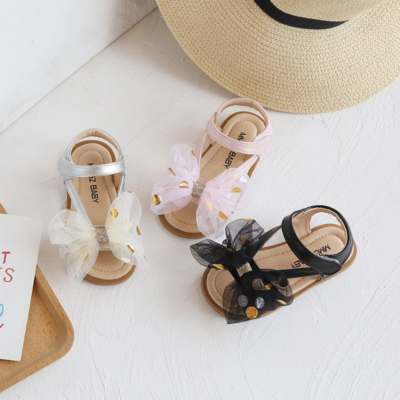 Korean version of big bow little girl sweet flowers, children's shoes, beach vacation sandals, 2021 summer_voghion.com