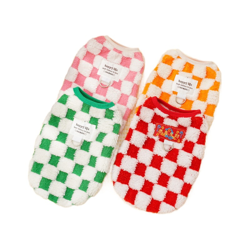 Otoño y invierno mascotas perros y gatos artículos para gatos tablero de ajedrez Getty Bears perros pequeños y medianos ropa de perro Corgi de Año Nuevo