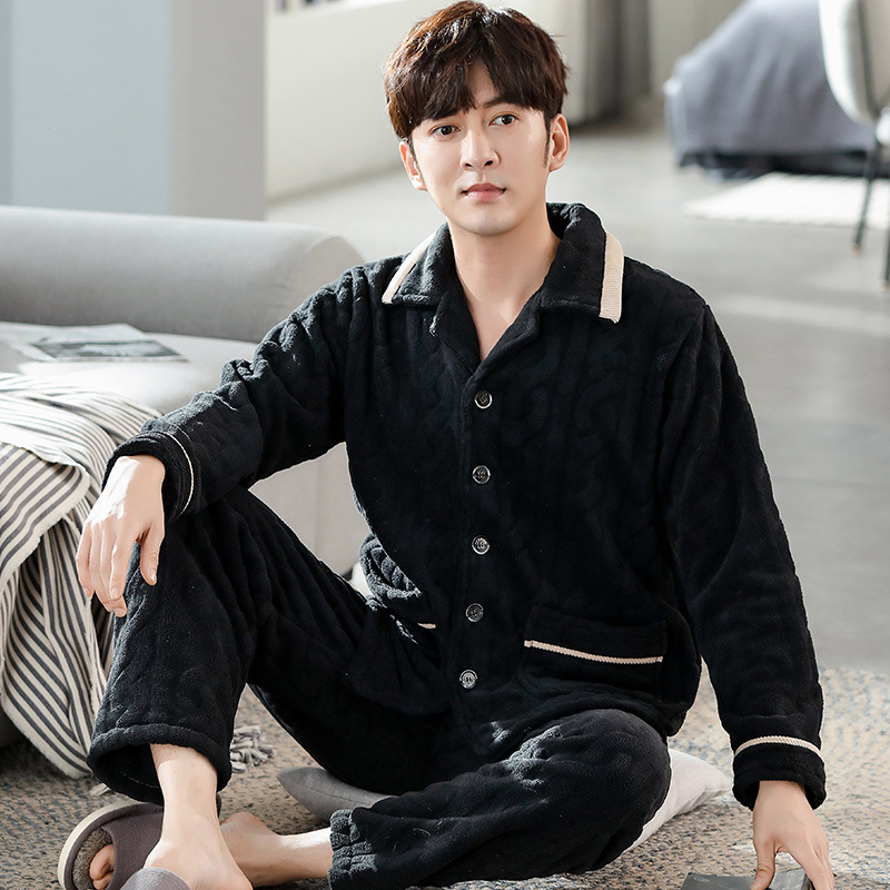Pijama de hombre otoño 2024 nuevo hombre otoño invierno de alta sensación de coral felpa hombre felpa gruesa ropa para el hogar