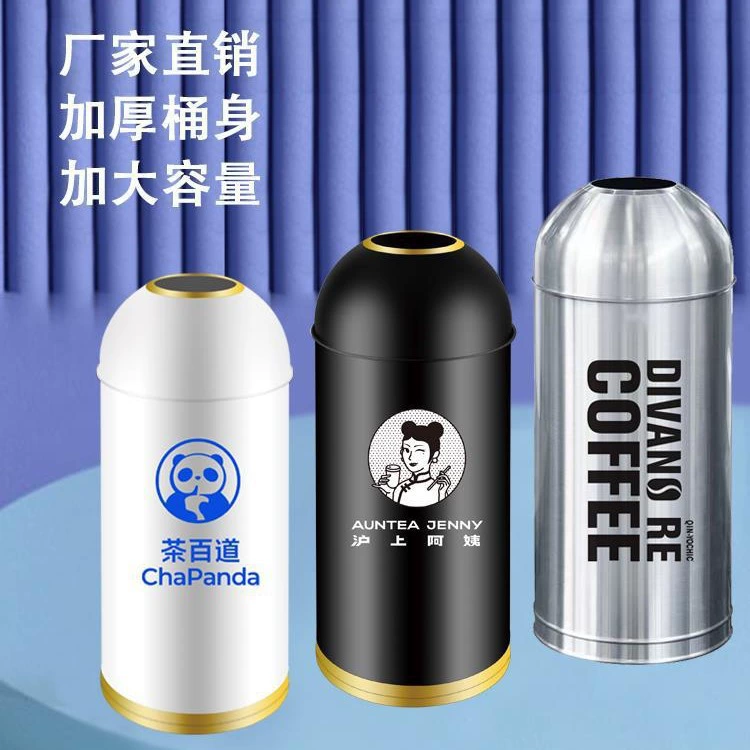 Большой коммерческий мусорный бак для отелей и торговых центров, круглый ведро для хранения молочного чая и кофе без крышки из нержавеющей стали