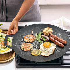 Korean medical stone baking pan non-stick pan Teppanyaki cassette stove household barbecue plate camping outdoor barbecue plate wholesale