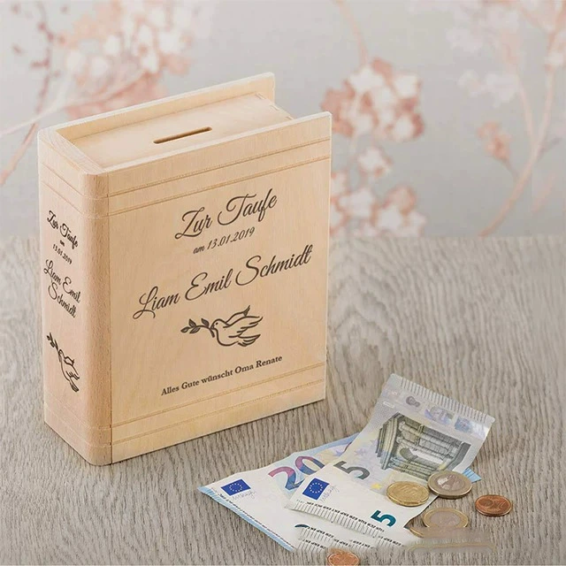 Wooden creative wallet, piggy bank, children's silver coin, storage box