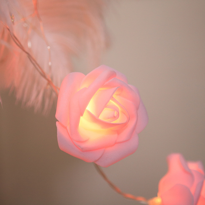 LED simulación rosa cadena de luz Día de San Valentín cumpleaños diseño batería caja flor luz cadena tronco decoración luces de colores
