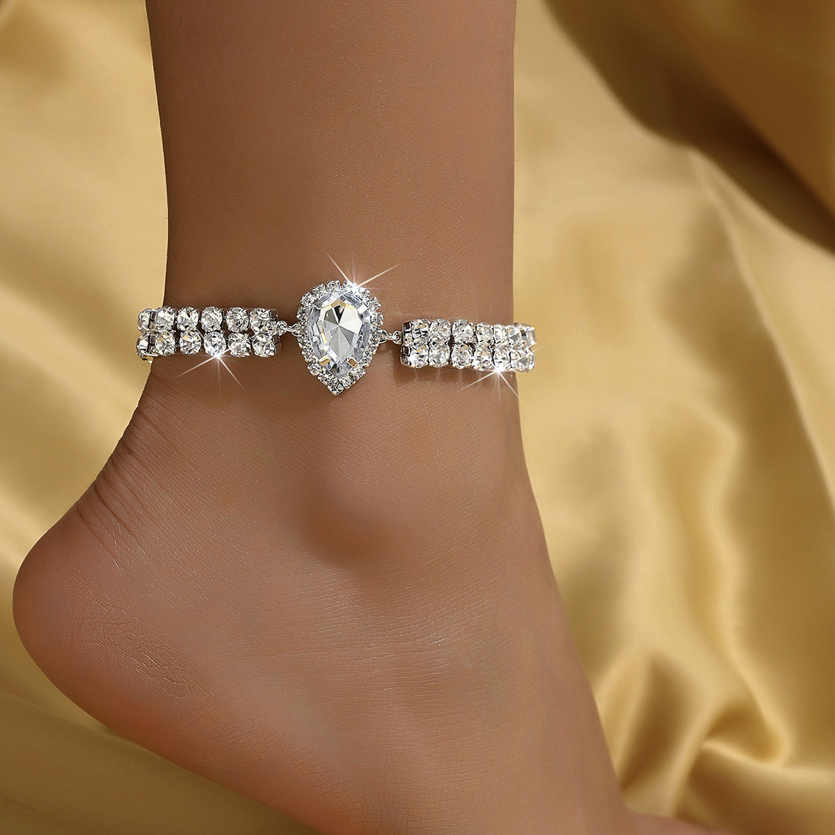 AliExpress transfronterizo goteo de agua doble tobilla sexy estilo exótico de alto nivel de diamantes de diamante de tobilla joyería para mujeres image 3