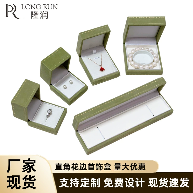 Оптовая продажа высококачественных подарочных коробок для ювелирных изделий с прямым углом, роскошные коробки для украшений с кружевом, бархатные футляры для хранения ювелирных изделий и кулонов