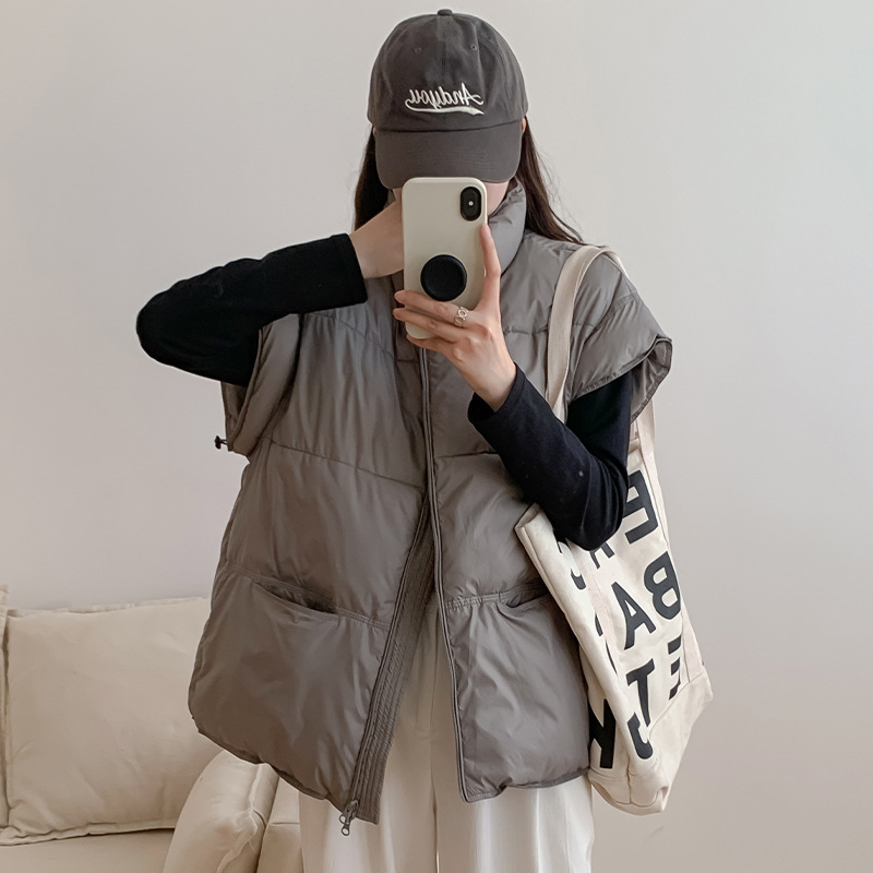 2025秋冬季新款羽绒棉马甲女短款立领棉衣背心马夹面包服坎肩外套|undefined