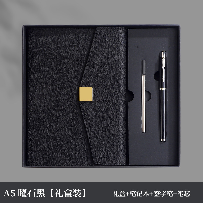 Cuaderno de notas de negocios tri-plegable A5 caja de botón cuadrada puede fijar LOGO alto valor de la cara acompañante de regalo de mano cuaderno de notas de oficina