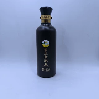 厂家直销定制一批1斤500ml黑色烤花喷漆白酒瓶  晶质料玻璃