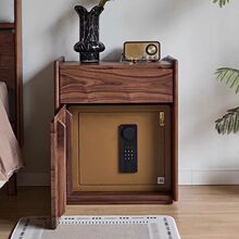 北欧床头柜黑胡桃木原木卧室储物柜现代简约床边柜日式轻奢收纳柜