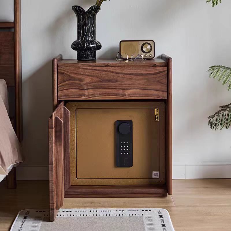 北欧床头柜黑胡桃木原木卧室储物柜现代简约床边柜日式轻奢收纳柜