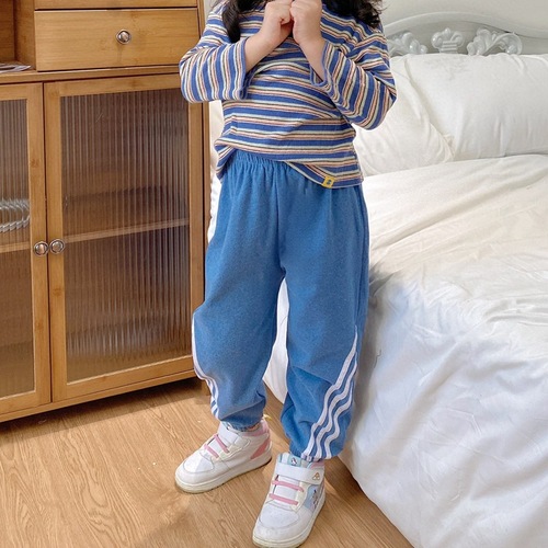 Children's German thin velvet casual pants autumn and winter thin velvet boys and girls double-sided velvet trousers baby wear parallel bar sweatpants