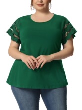 A 42661 Lace Spliced Short Sleeve T-Shirt ����ƴ��T�� ��