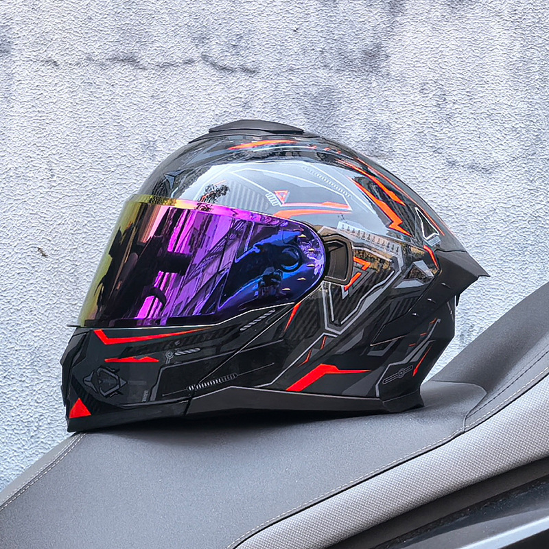 LVS3C certificado casco de motocicleta estándar nacional para hombres y mujeres casco de cara a cara casco de locomotora de verano seguridad general de cuatro estaciones