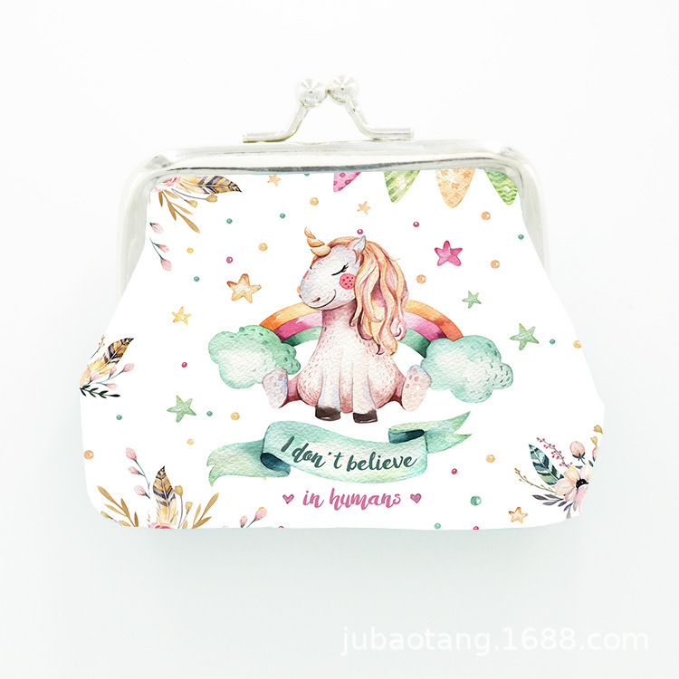 Cartoon Cute Unicorn Ladies Children's Mini Hand Coin Purse Key Bag Gift Bag Jewelry Bag
