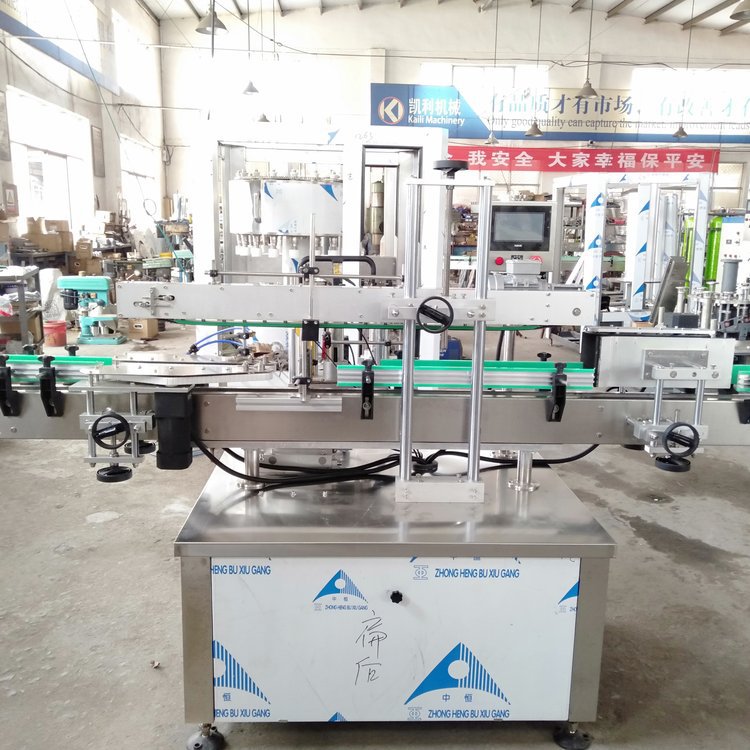 全自动方瓶双面帖标机   扁瓶双面贴标机  橄榄油方瓶双标贴标机