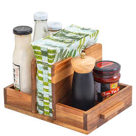 相思木纸巾架 胡椒粉盐罐底座收纳盒 餐桌餐巾分配器实木餐巾架