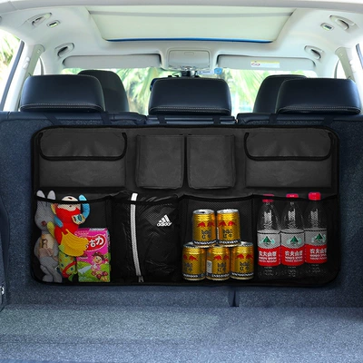 chair back hanging bag interior — Car storage bag/box - classic-black-multi-pocket-organizer