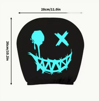Universal seat cover – car headrest cover, TEMU can be - blue-fluorescent-expression-double-sided-printing-1-piece
