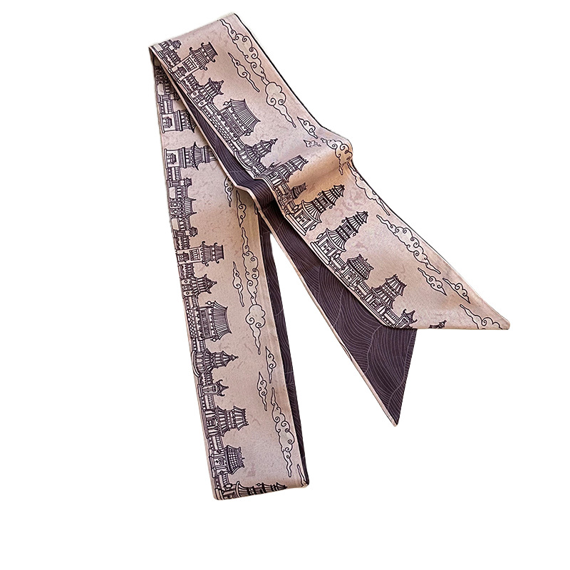 Pañuelo de seda largo, sentido de alta calidad, bufanda de estilo chino retro, pañuelo en la cabeza, cinturón para el cabello, cinta para atar, cinturón decorativo