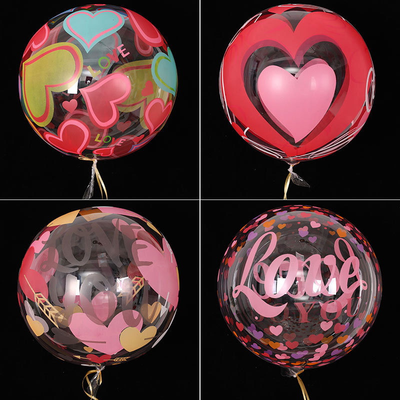 Love Printed Transparent Wave Ball 20inch Round Confession Planning Party Atmosphere Supplies Holiday Decoration Balloon Trend