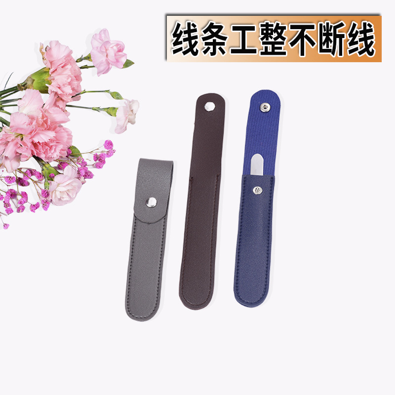 Inventario de cuero grueso de acero empujando cubierta de clip bolsas de fotos para herramientas de manicuría de uñas bolsas de almacenamiento