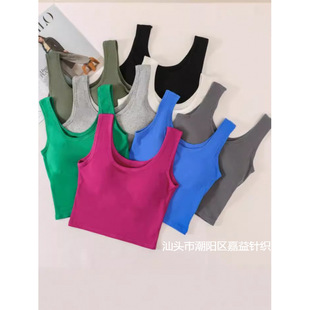 Cotton Vest with Chest Pad One-piece Fixed Cup Beautiful Back Breathable Comfortable Inner Wearing Top