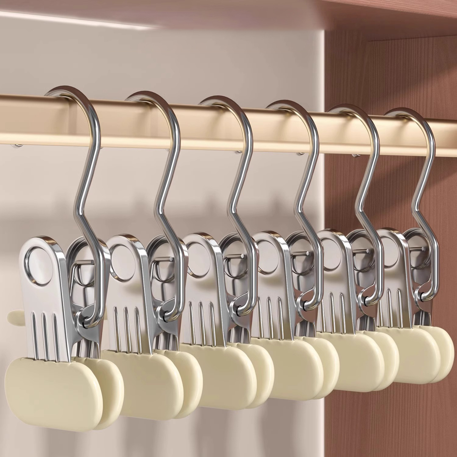 裤夹子衣架家用无痕裤架多功能挂钩不锈钢裤子收纳晾衣夹单个帽夹