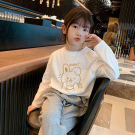H2061#2025新款打底衫中大童女童长袖t恤纯棉春秋装女孩内搭上衣