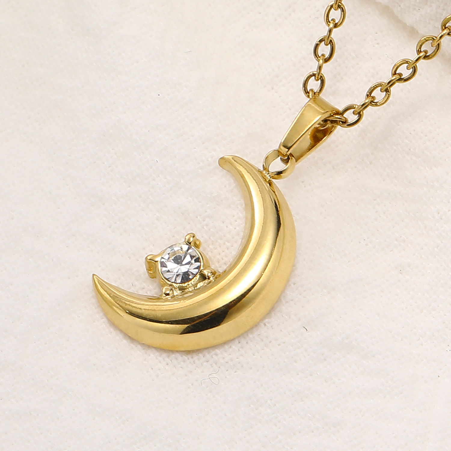 3g Weight Real Gold Plated Plating Material Real Gold Plated Devil's Eye Star Moon 304 Stainless Steel Vintage Style Waterproof Non Tarnish 304 Stainless Steel Pendant Necklace