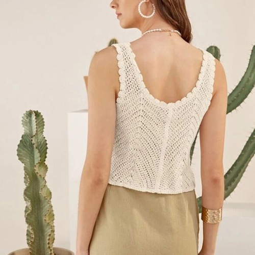 Solid color round neck sleeveless knitted short vest for women Korean style sweater vest for women that can be worn inside or outside
