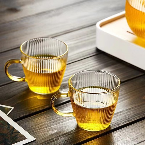 Heat-resistant Hammered Glass Cup with Handle, Tea Cup, Gongfu Tea Cup, Small Cup, Household Glass Cup, Heat-resistant Glass Cup