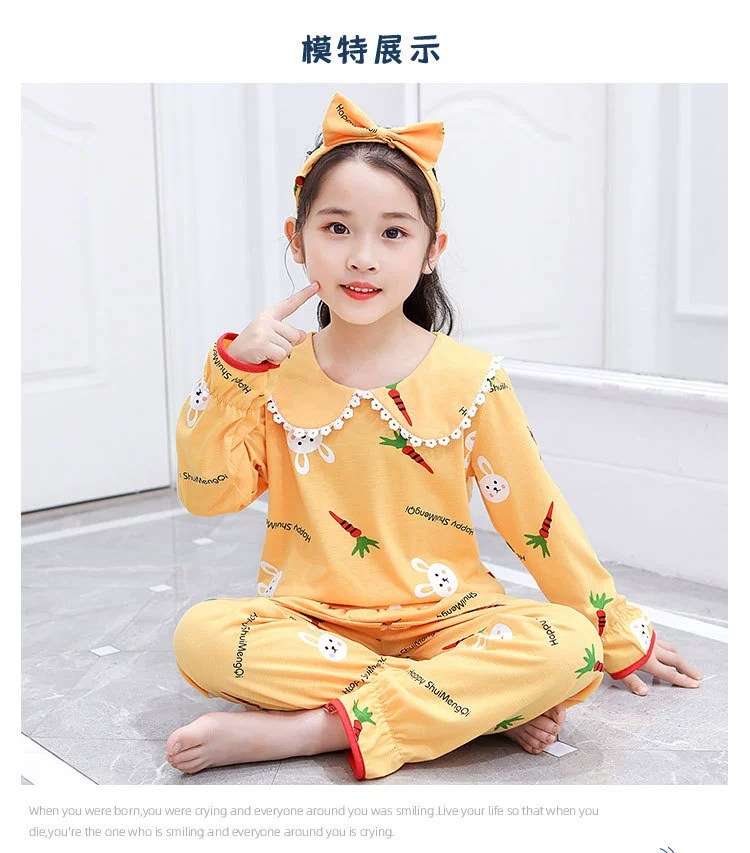 Children Long Sleeved Pajamas Set Spring Autumn Home Clothing For Girls Cotton Tops+Pants 2pcs Pyjamas Kids Underwear Outfits pajama sets bamboo	