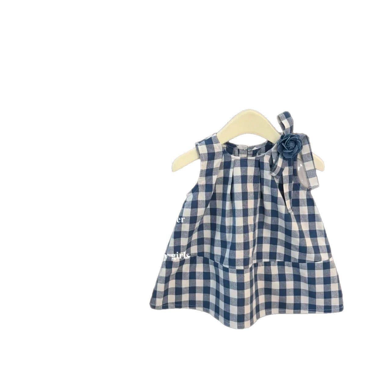 Xianning siete niñas pequeño vestido fresco verano 25 nuevo estilo estilo occidental vestido de chaleco a cuadros azul para niños vestido de princesa