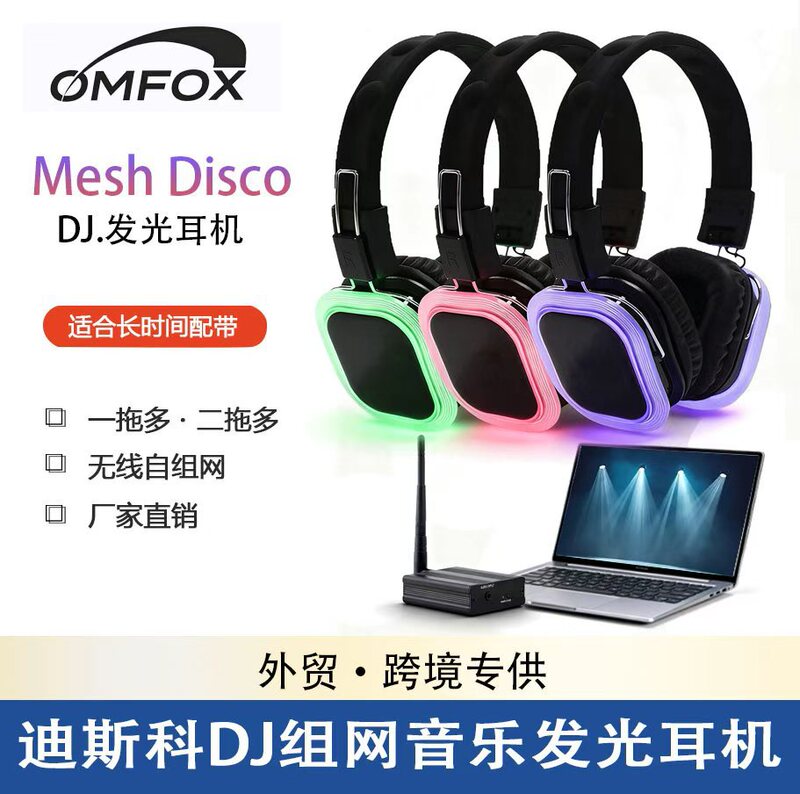 Square Outdoor Silent Party Headphones 2.4g Networking Wireless Headphones Special Equipment for Teaching Disco Parties