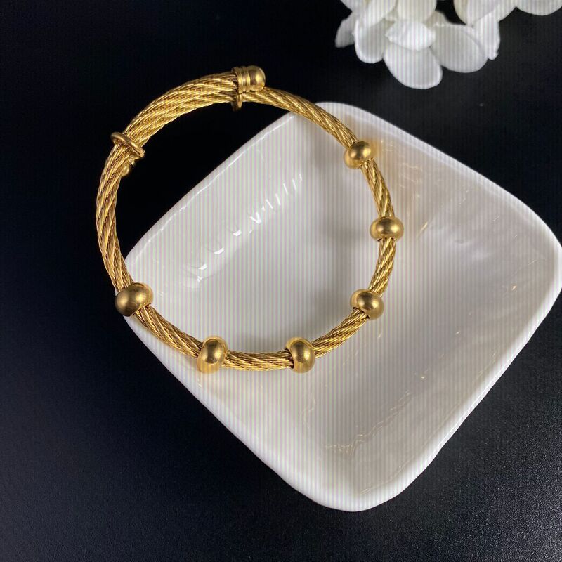 18K Gold Simple Stretchable Wire Bracelet Stainless Steel Braided Wire Bracelet Wholesale in Stock 18K Gold Simple Stretchable Wire Bracelet Stainless Steel Braided Wire Bracelet Wholesale in Stock