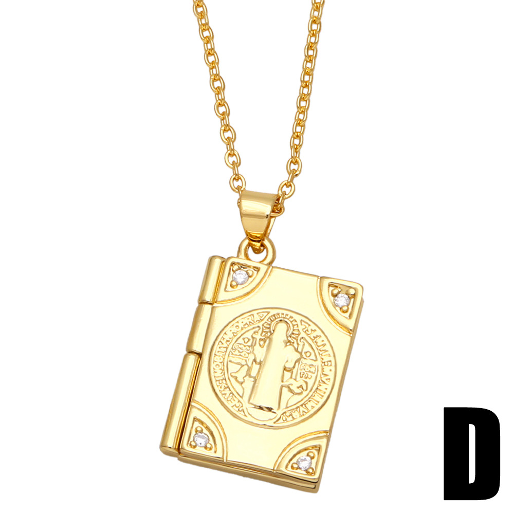 Retro Geometric Square Copper Necklace Inlay Zircon Copper Necklaces