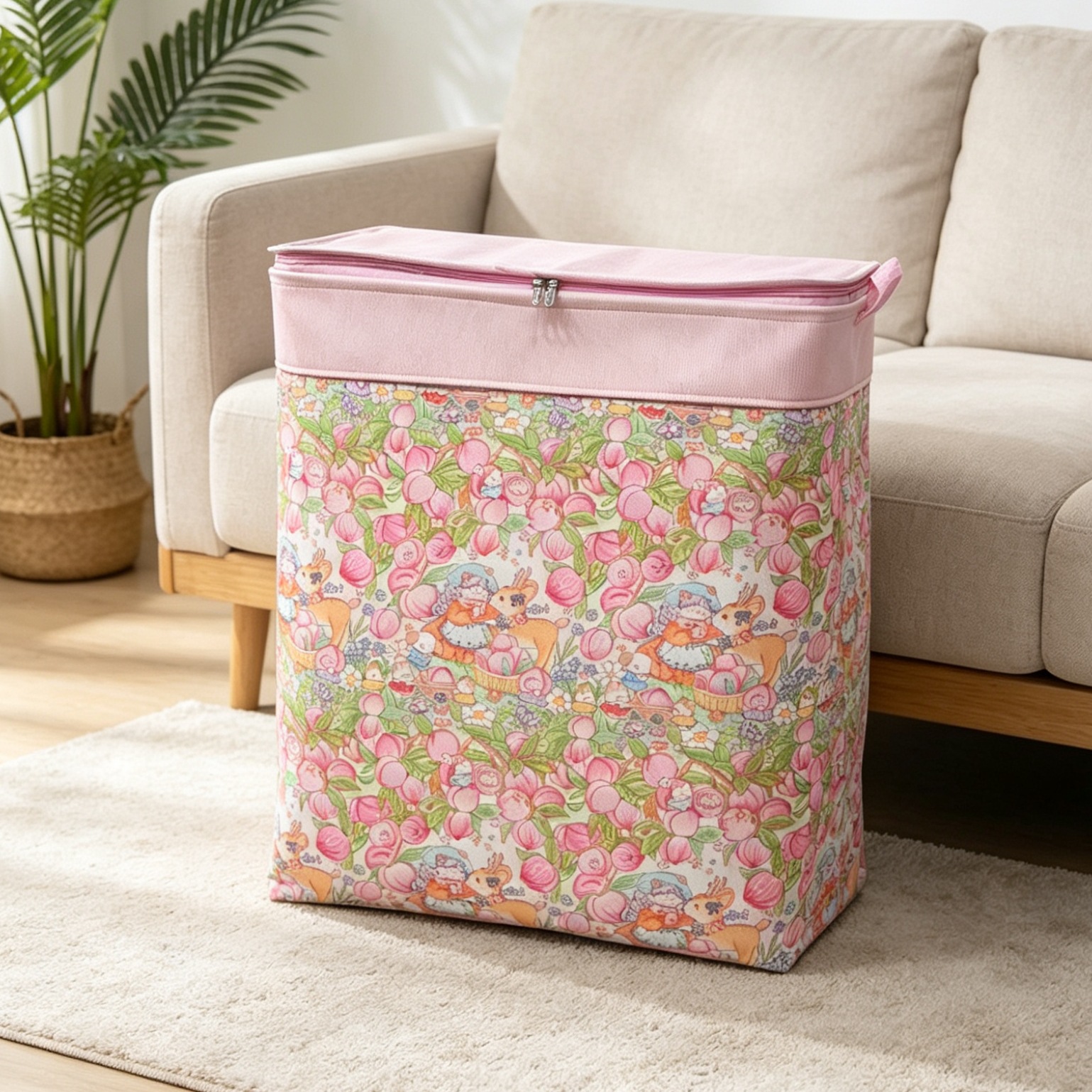 (In Stock, Fast Shipping) Household Zippered Storage Box with Steel Ring and Lid, Moisture-Proof Organizer Bag, Foldable Moving Container