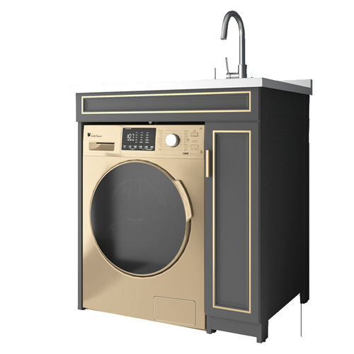 Balcony washing machine cabinet combination small apartment wash basin integrated cabinet quartz stone bathroom companion laundry cabinet