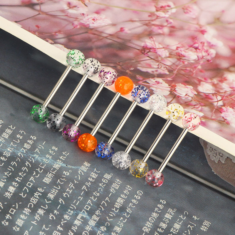Multi-Color Shiny Heart Tongue Nails Clavicle Nails Ear Bridge Piercing Jewelry Stainless Steel detail image 7