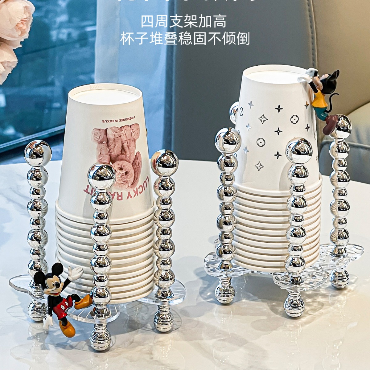 杯子收纳置物架一次性杯子取杯器水杯纸杯架奶茶杯盖咖啡杯收纳盒