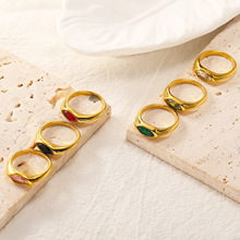 欧美时尚气质个性创意马眼锆石戒指女 小众高级感钛钢18K金手饰品