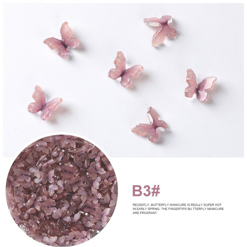 Acrílico mariposa resina tridimensional accesorios de uñas accesorios de flores plástico transparente uñas hechas a mano material DIY image 18