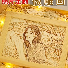 微雕木刻画生日礼物女生老婆闺蜜男实用照片定 制七夕纪念偲偲綦