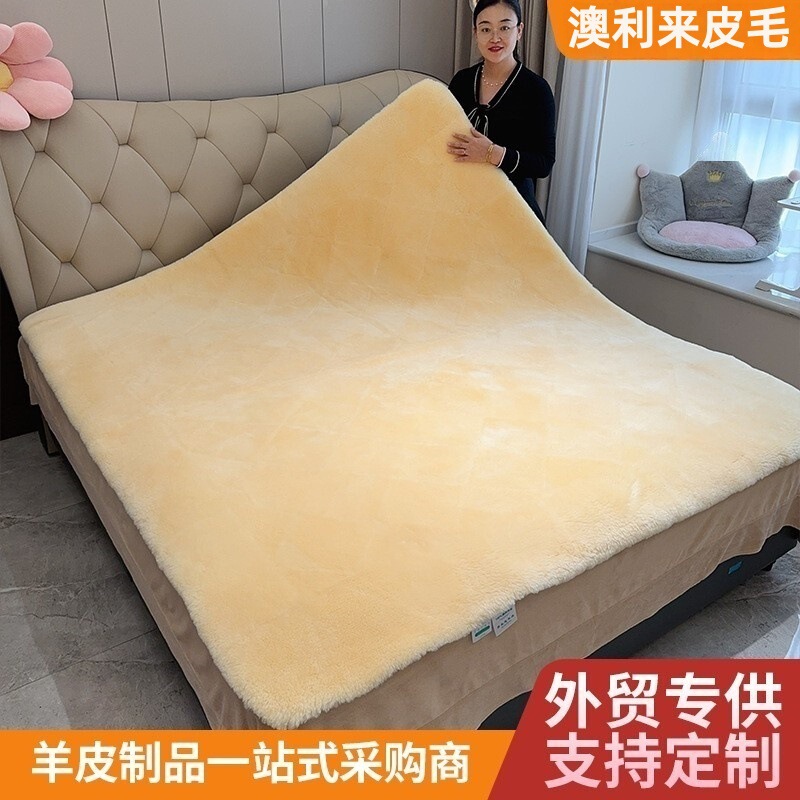 Australian High-Elastic Sheepskin Matcha Green Sheepskin Mattress Sheepskin Bed Blanket Single Mattress Winter Double Wool Skin Pad