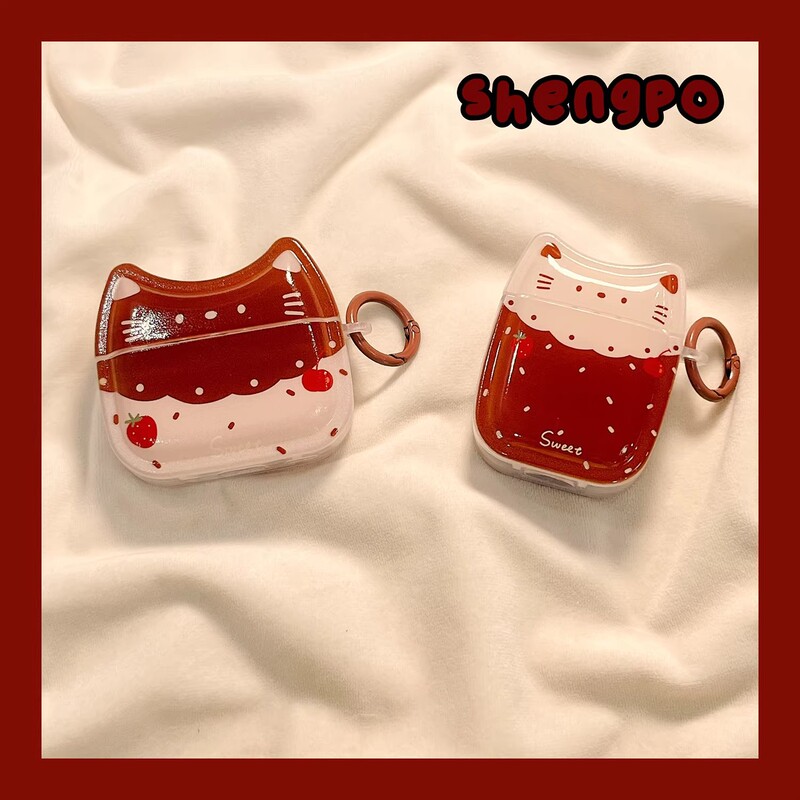 Cute Cat Strawberry Case Suitable for Airpodspro3 Apple Wireless Bluetooth Headphone Case Airpods4 New Model Cute Cat Strawberry Case Suitable for Airpodspro3 Apple Wireless Bluetooth Headphone Case Airpods4 New Model